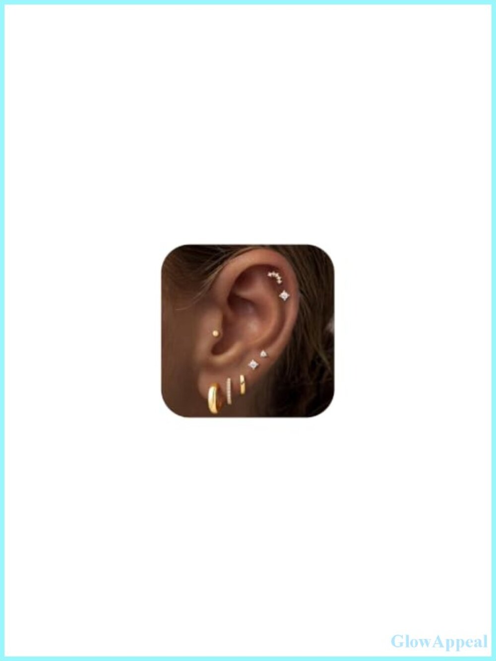 Set of 8 Gold Plated Hoop Earrings for Women | Hypoallergenic & Comfortable for